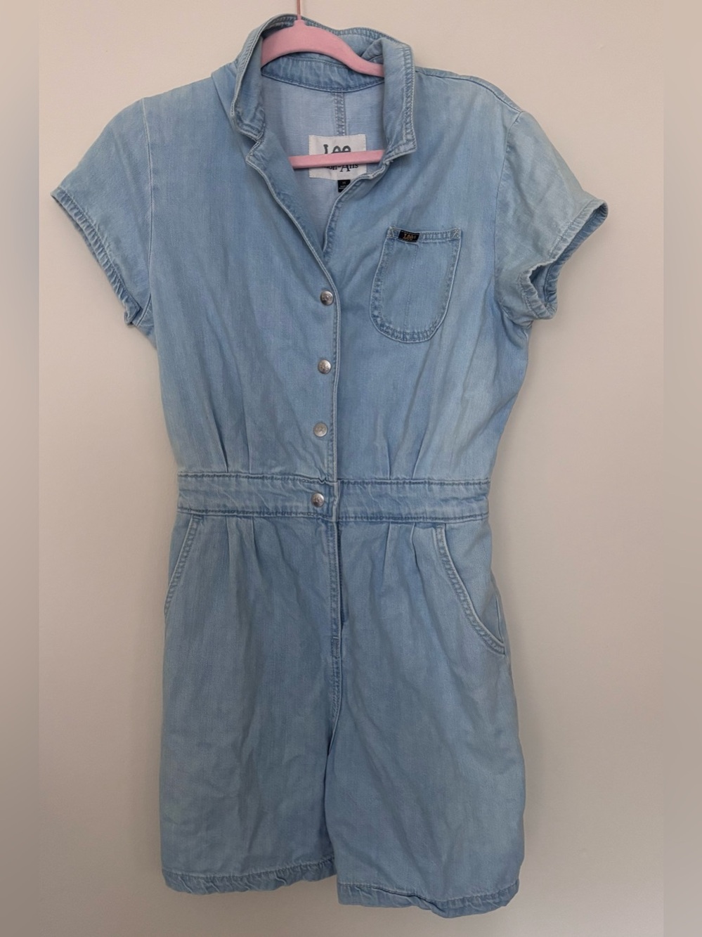Lee Union-Alls Chambray Denim Utility Romper Medium